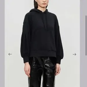 All Saints Tops Allsaints Sidola Hoody Stone Grey Pleated Sleeves Front Pouch Hoodie Poshmark
